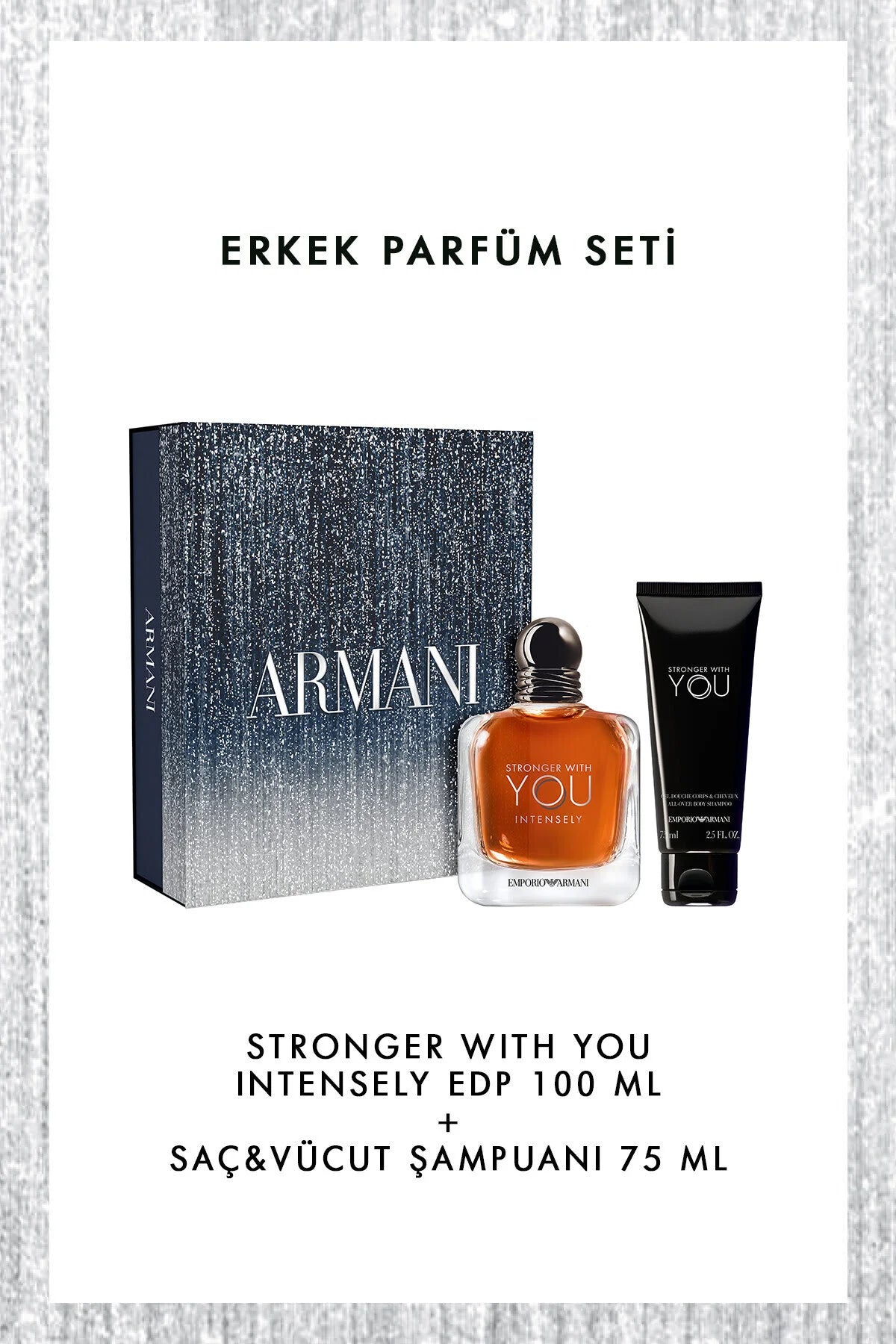 GIORGIO ARMANI ARMANI STRONGER WITH YOU INTENSELY 2 PCS SET FOR MEN: 3.3 EAU DE PARFUM SPRAY + 2.5 SHOWER GEL