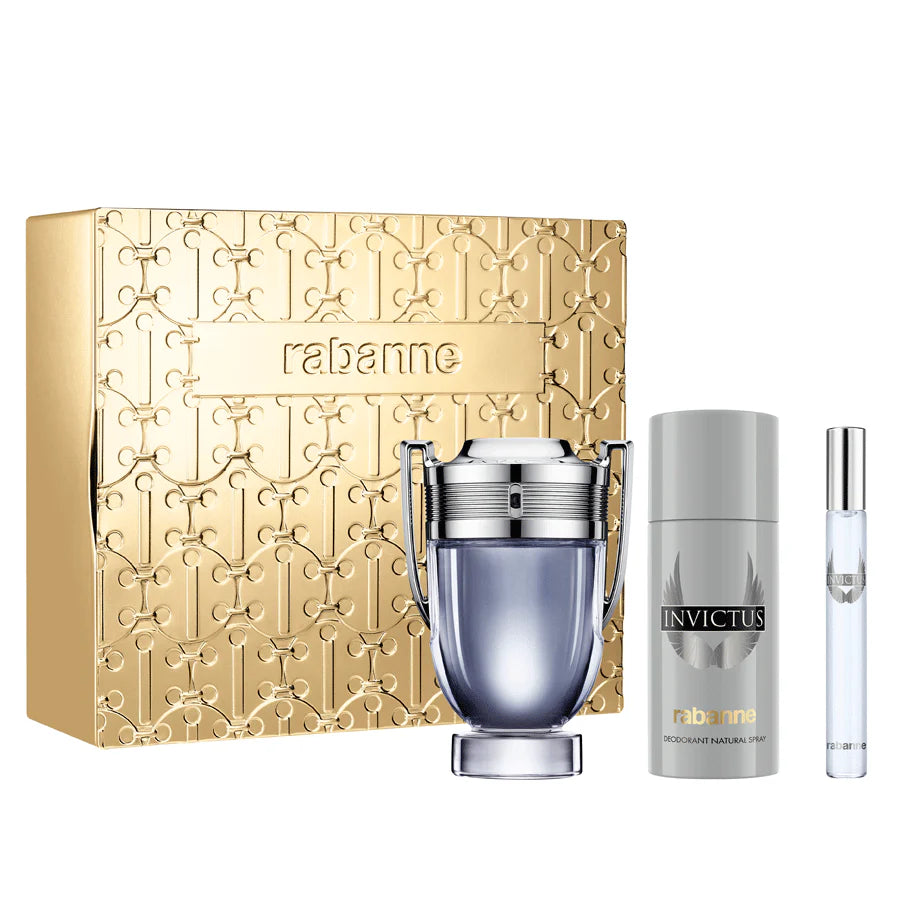 Paco Rabanne Invictus Eau De Toilette Spray 100ml Set 3 Pieces