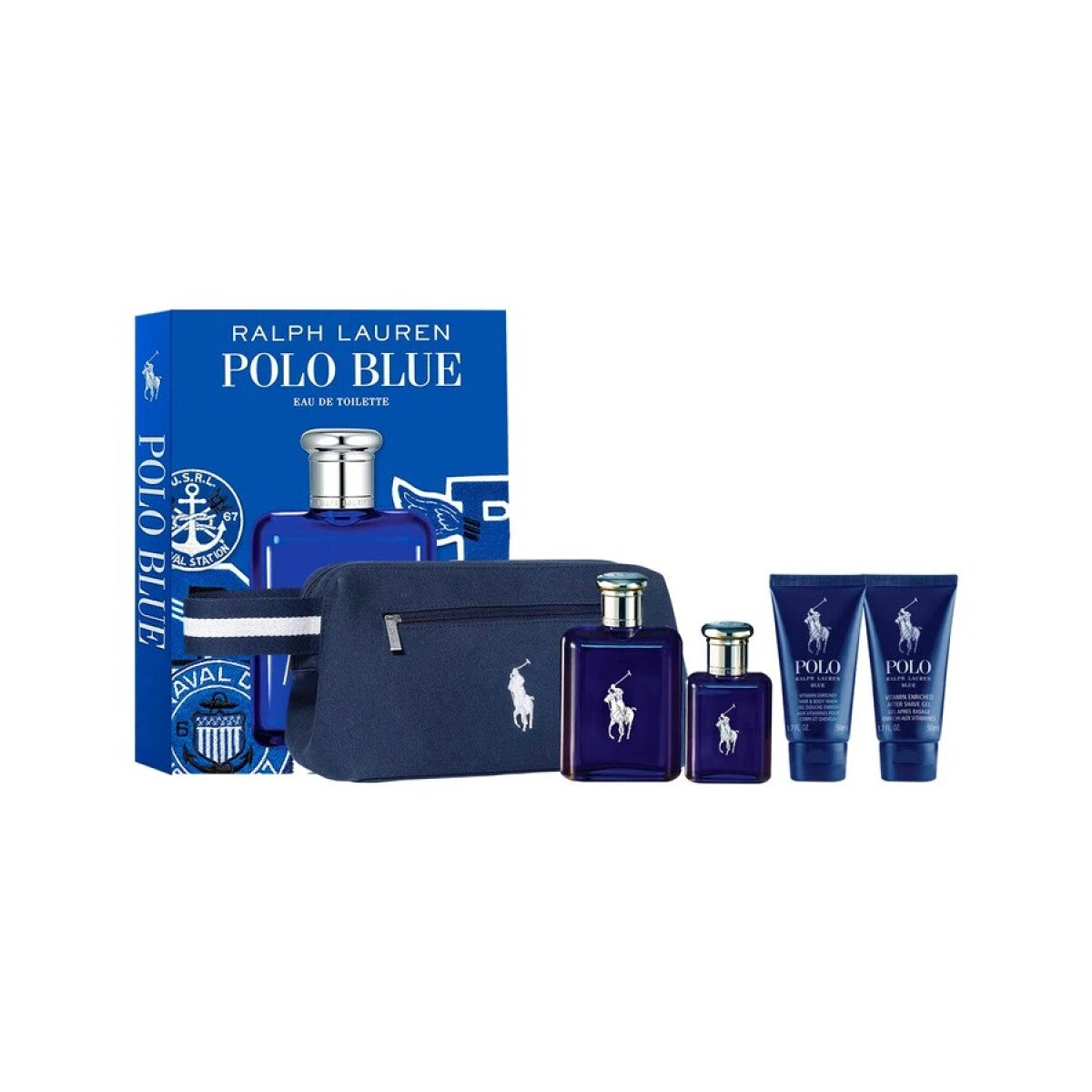Polo Blue Men 5 Piece Gift Set - 4.2 Oz Eau De Toilette Spray By Ralph Lauren