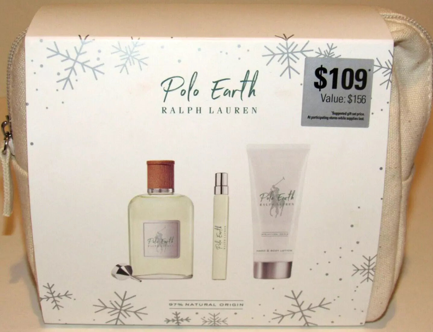 Polo Earth Ralph Lauren 3.4 Oz Eau de Toilette Travel Spray 1.7 Body Lotion Set