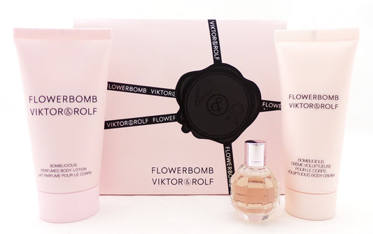 Viktor & Rolf Flowerbomb by Viktor & Rolf Mini Set for Women: 0.24 oz. Eau de Parfum + 1.36 oz. Body Crem + 1.7 oz. Body Lotion. New