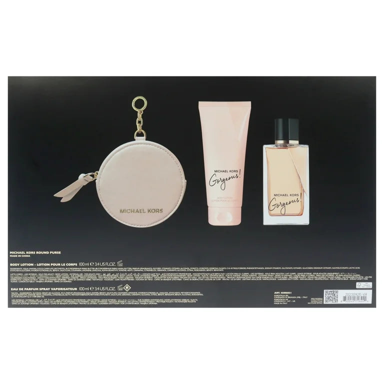 Michael Kors Gorgeous , 3 Pc Gift Set 3.4oz EDP Spray, 3.4oz