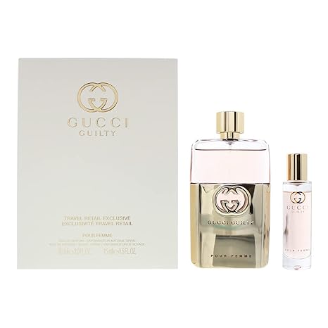 Gucci Guilty 2 Piece Gift Set for Women 3 Oz Eau de Parfum Pour Femme Spray + 0.5 Ounce EDP Travel Spray