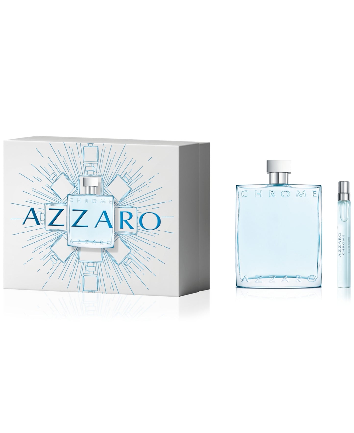 AZZARO CHROME 2 PCS SET FOR MEN: 6.8 EAU DE TOILETTE SPRAY + 0.33 EAU DE TOILETTE SPRAY