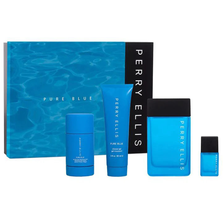 Perry Ellis Men's 4-Pack Pure Blue Fragrance Gift Set