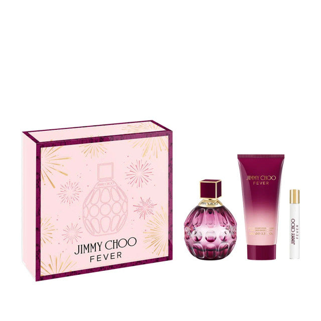 JIMMY CHOO FEVER 3 PIECE WOMEN GIFT SET 3.4 OZ EDP SPRAY + 3.4 OZ BODY LOTION + 0.25 OZ EDP SPRAY