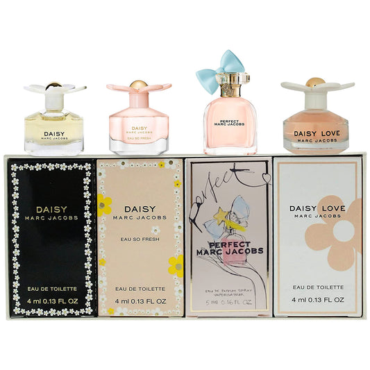 MARC JACOBS 4 PCS SET FOR WOMEN: PERFECT 0.16 EAU DE PARFUM + DAISY LOVE 0.13 EAU DE