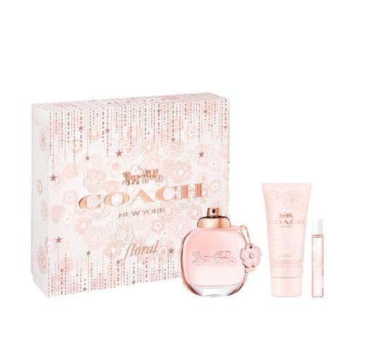 COACH FLORAL 3 PCS SET FOR WOMEN: 3 OZ EAU DE PARFUM SPRAY + 0.25 EAU DE PARFUM + 3.3 BODY LOTION by Coach