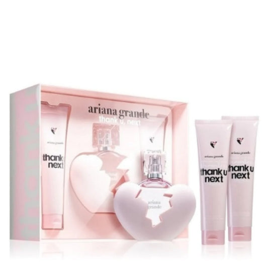 Ariana Grande Thank U Next EDP Spray 3.4 oz & Body Souffle 3.4 oz & Shower Gel 3.4 oz by Ariana Grande