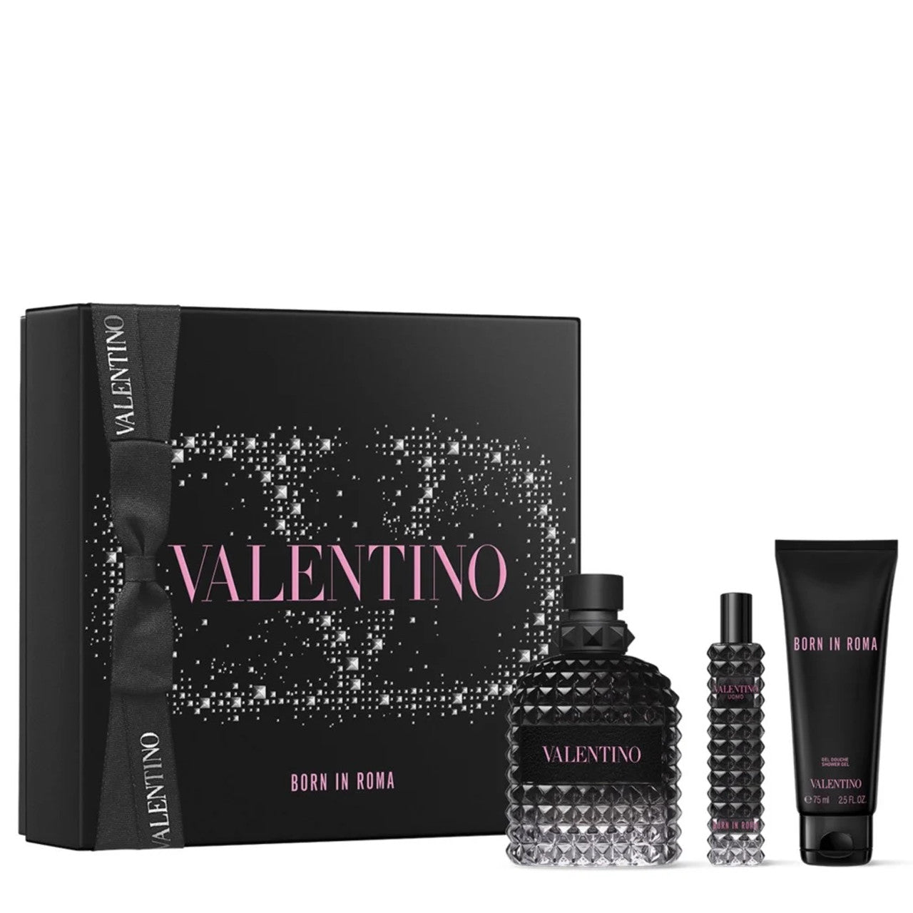 Valentino Uomo Born In Roma Men 3pc Gift Set - 3.4oz EDT + 0.50oz EDT + 2.5oz Shower Gel