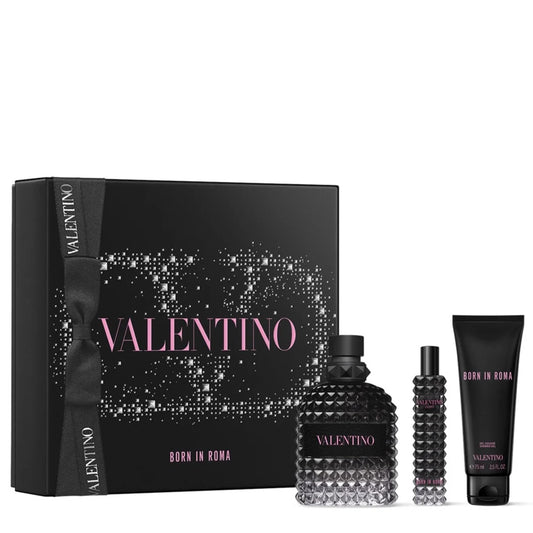 Valentino Uomo Born In Roma Men 3pc Gift Set - 3.4oz EDT + 0.50oz EDT + 2.5oz Shower Gel