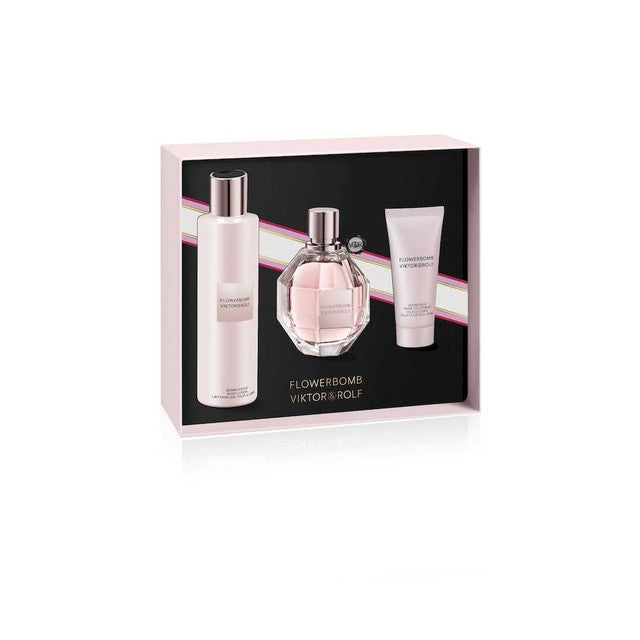 VIKTOR & ROLF FLOWERBOMB 3 PCS SET: 3.4 EAU DE PARFUM SPRAY + 6.7 BODY LOTION + 1.3 BODY CREAM