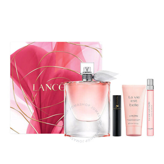 Lancome La Vie Est Belle 4pc Women Gift Set - 3.4oz EDP + 0.34oz EDP + 1.7oz Body Lotion + Hypnôse Mascara