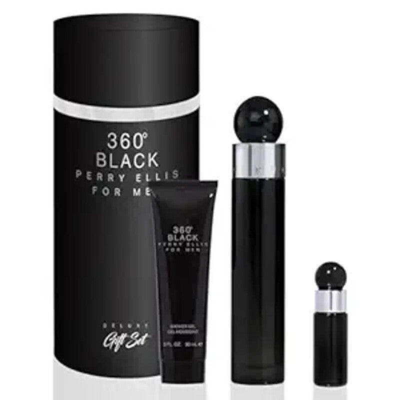 Perry Ellis Men's 360 Black for Men 3pcs EDT Gift Set Fragrances