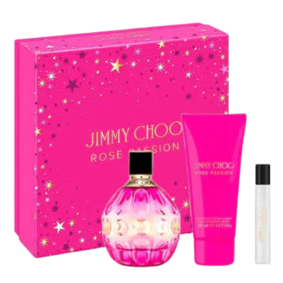 Jimmy Choo Rose Passion Eau De Perfume Spray 100ml Set 3 Pieces