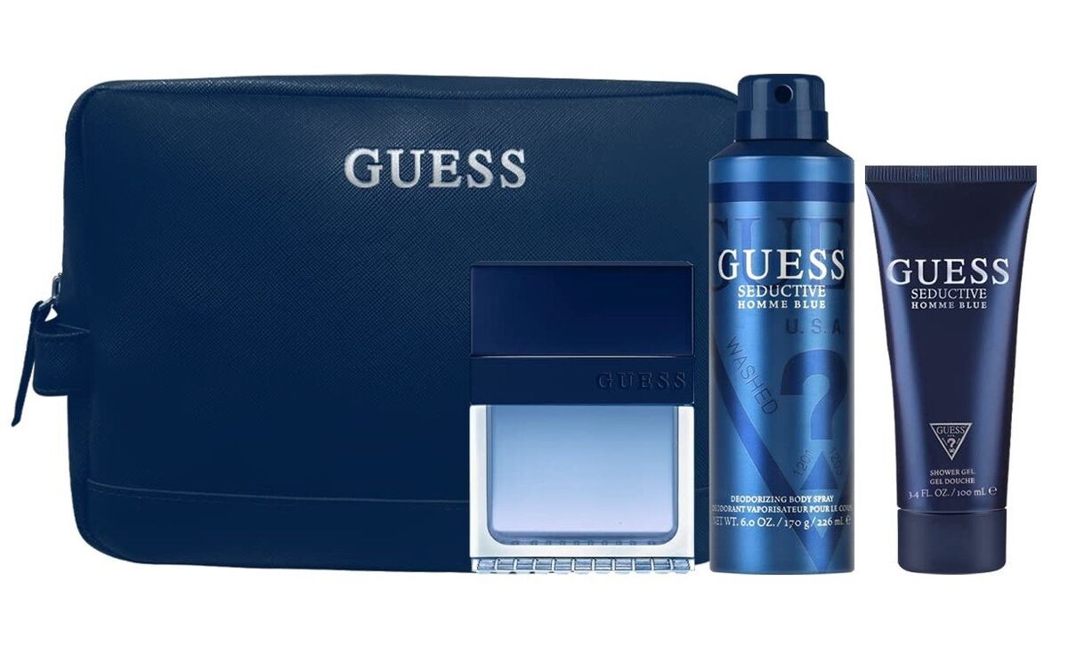 GUESS SEDUCTIVE HOMME BLUE Cologne for Men 4pc SET 3.4