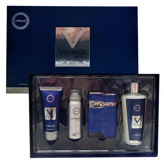 ARMAF ARMAF VOYAGE BLEU 4 PCS SET FOR MEN: 3.4 EAU DE PARFUM SPRAY + 1.7 PERFUME BODY SPRAY + 3.4 SHOWER GEL + 8.4 SHAMPOO