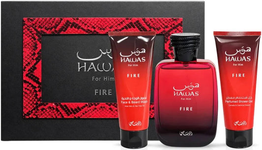Hawas Fire 3-Piece Perfume Gift Set by Rasasi