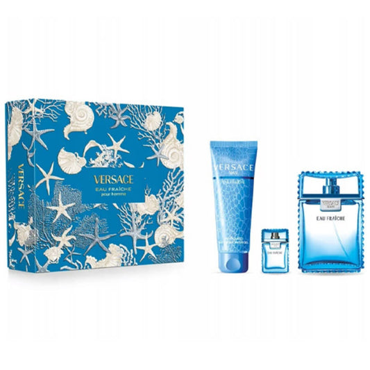 Versace Man Eau Fraiche Set (EDT 100ml + EDT 10ml + SG 150ml) for Men